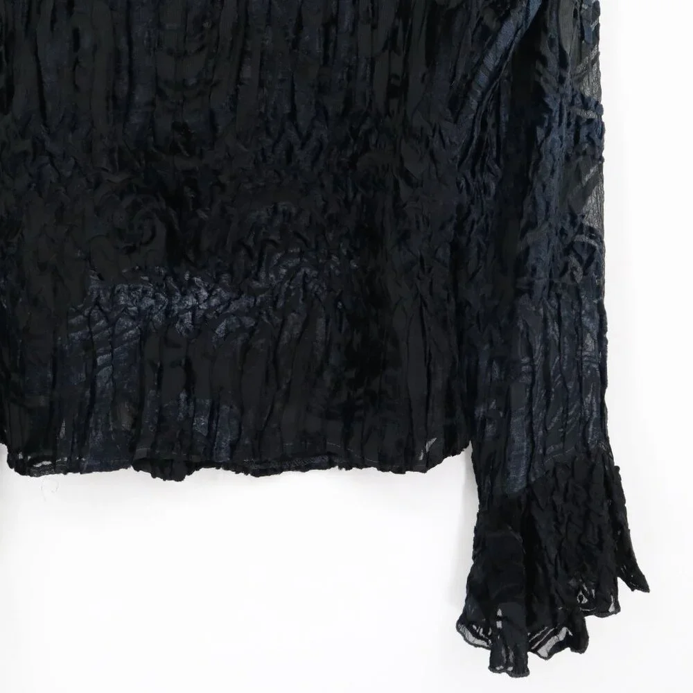 Komarov Textured Shirt Womens L Black Whimsigoth Fairy Grunge Dark Feminine Edgy - Picture 10 of 16